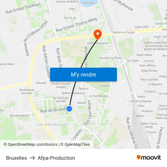 Bruxelles to Afpa-Production map
