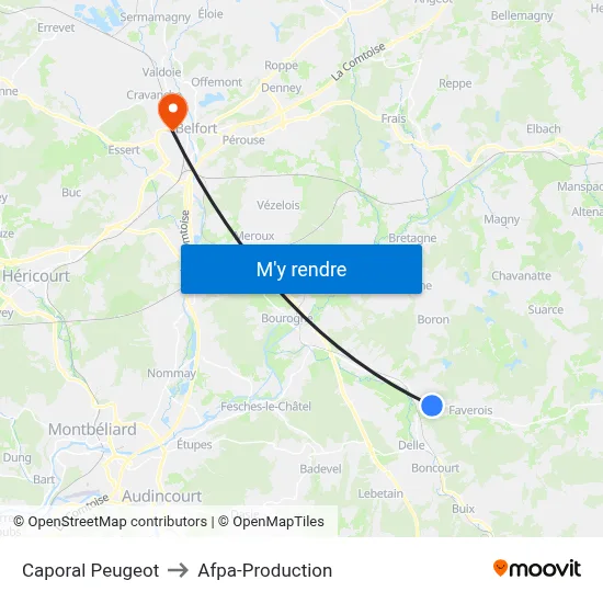 Caporal Peugeot to Afpa-Production map