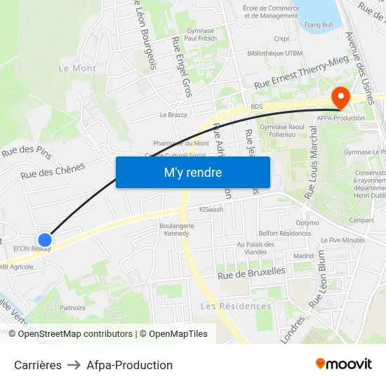 Carrières to Afpa-Production map