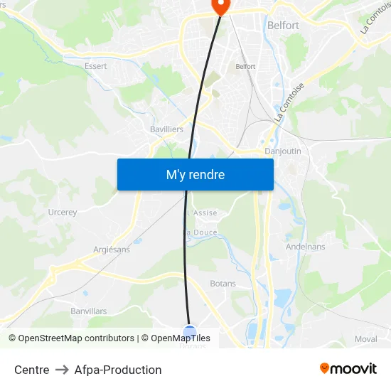Centre to Afpa-Production map