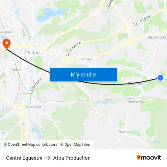 Centre Équestre to Afpa-Production map