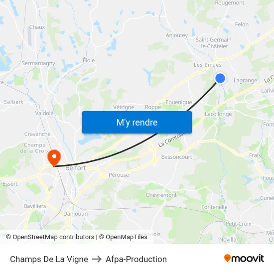 Champs De La Vigne to Afpa-Production map