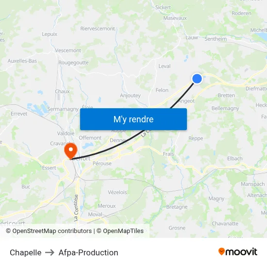Chapelle to Afpa-Production map