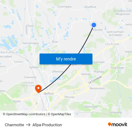 Charmotte to Afpa-Production map