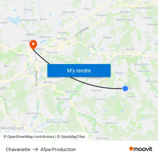 Chavanatte to Afpa-Production map