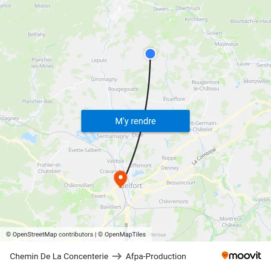 Chemin De La Concenterie to Afpa-Production map