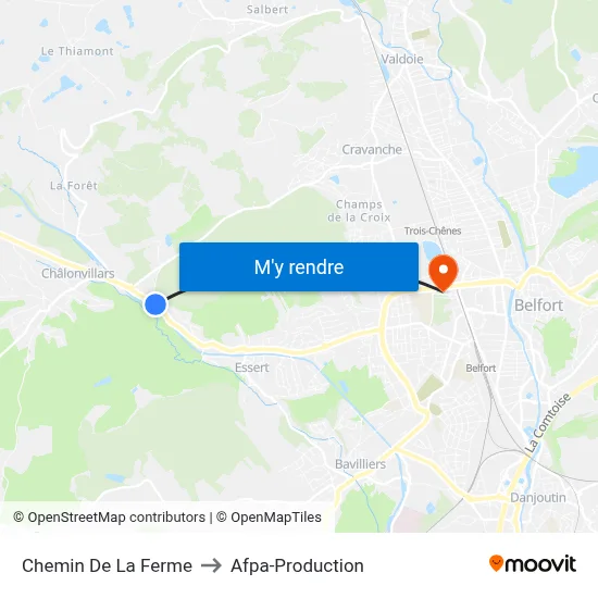 Chemin De La Ferme to Afpa-Production map