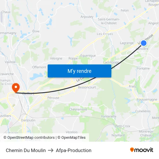 Chemin Du Moulin to Afpa-Production map