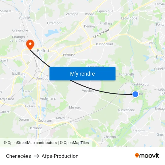 Chenecées to Afpa-Production map