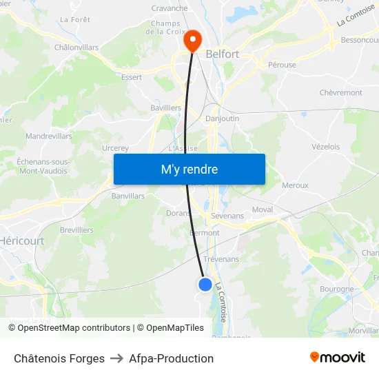Châtenois Forges to Afpa-Production map