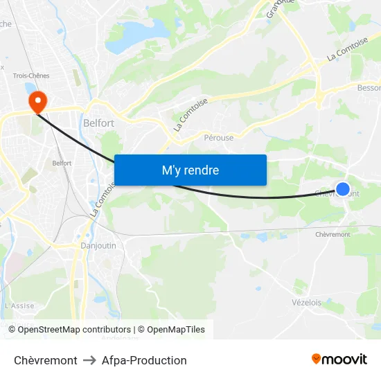 Chèvremont to Afpa-Production map