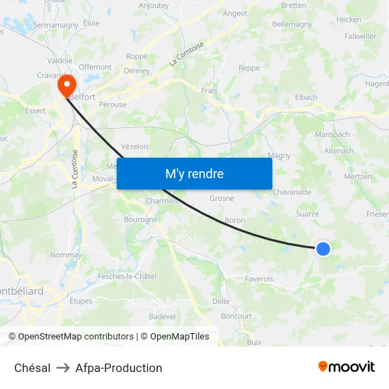 Chésal to Afpa-Production map