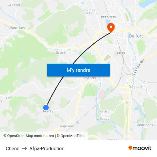 Chêne to Afpa-Production map
