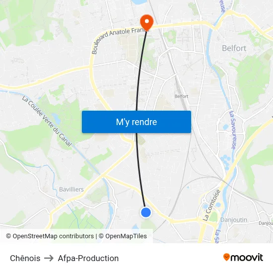 Chênois to Afpa-Production map