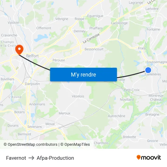 Favernot to Afpa-Production map