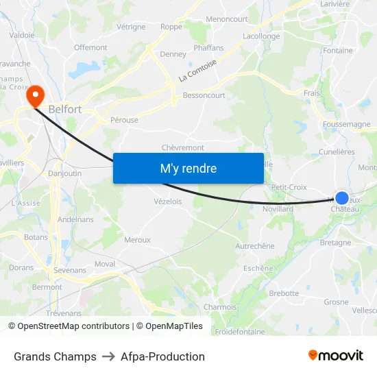 Grands Champs to Afpa-Production map