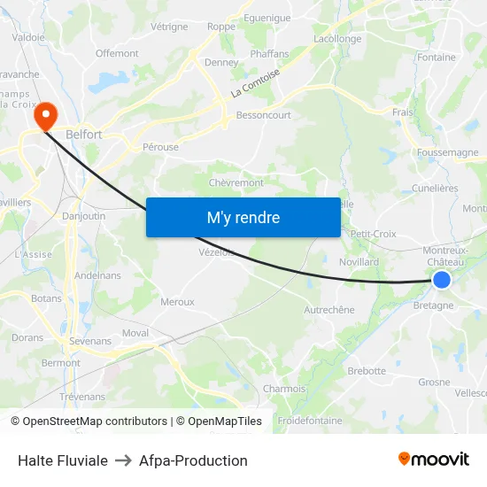 Halte Fluviale to Afpa-Production map