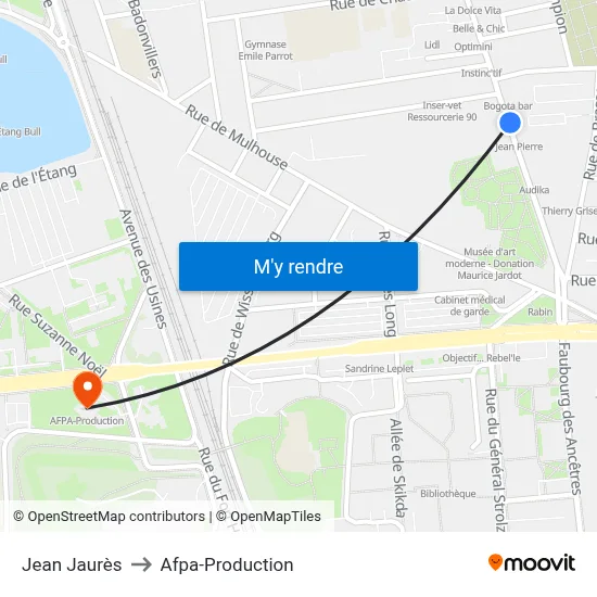 Jean Jaurès to Afpa-Production map