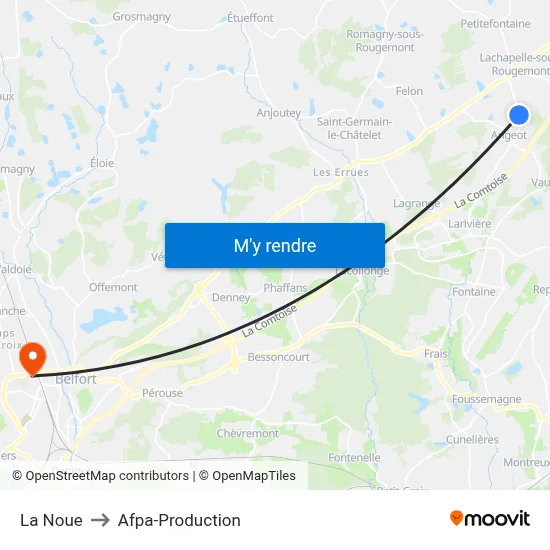 La Noue to Afpa-Production map
