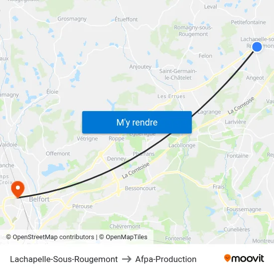 Lachapelle-Sous-Rougemont to Afpa-Production map