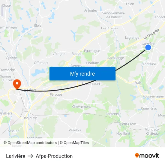 Larivière to Afpa-Production map