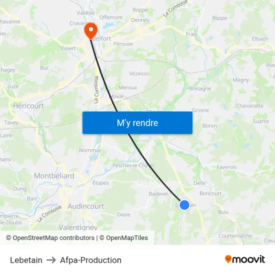 Lebetain to Afpa-Production map
