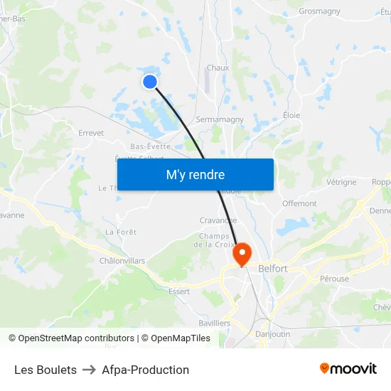 Les Boulets to Afpa-Production map