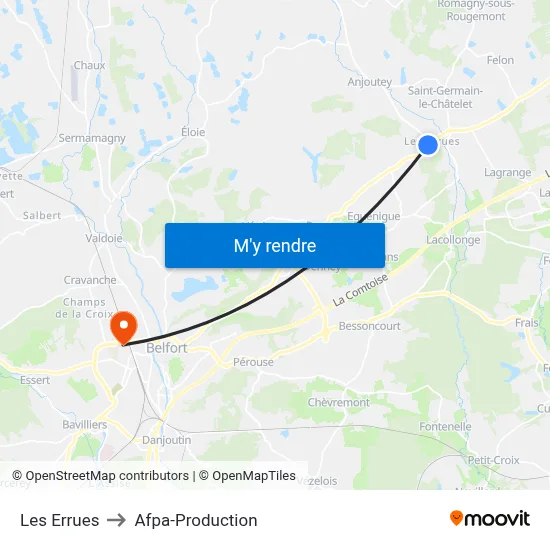 Les Errues to Afpa-Production map