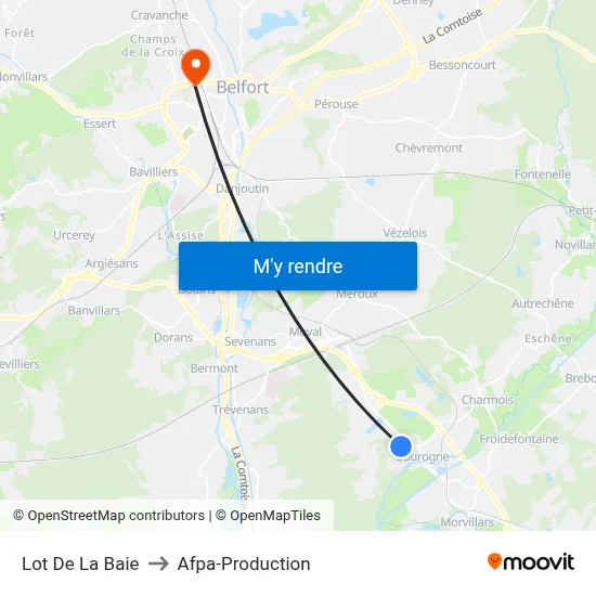 Lot De La Baie to Afpa-Production map