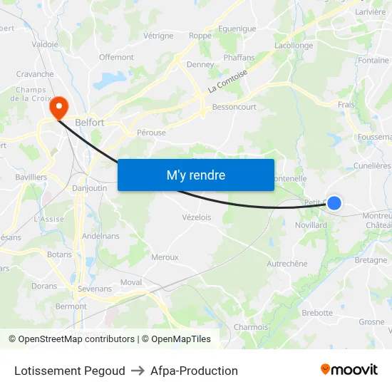 Lotissement Pegoud to Afpa-Production map