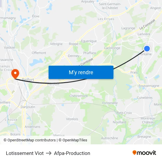 Lotissement Viot to Afpa-Production map