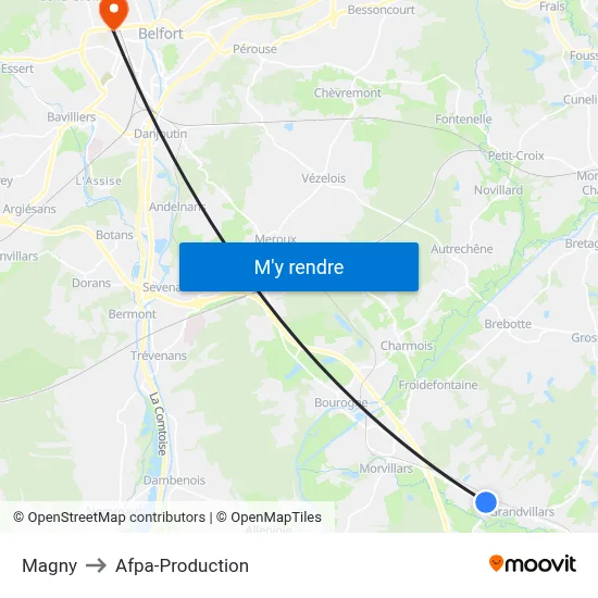 Magny to Afpa-Production map