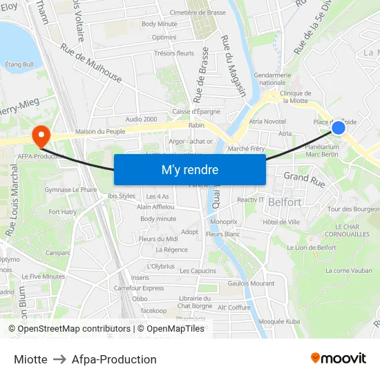 Miotte to Afpa-Production map