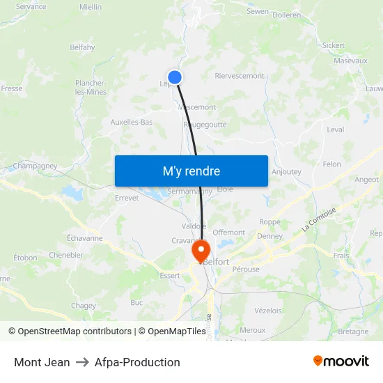 Mont Jean to Afpa-Production map