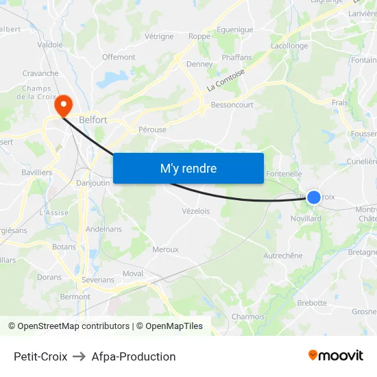 Petit-Croix to Afpa-Production map