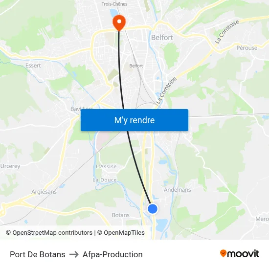Port De Botans to Afpa-Production map