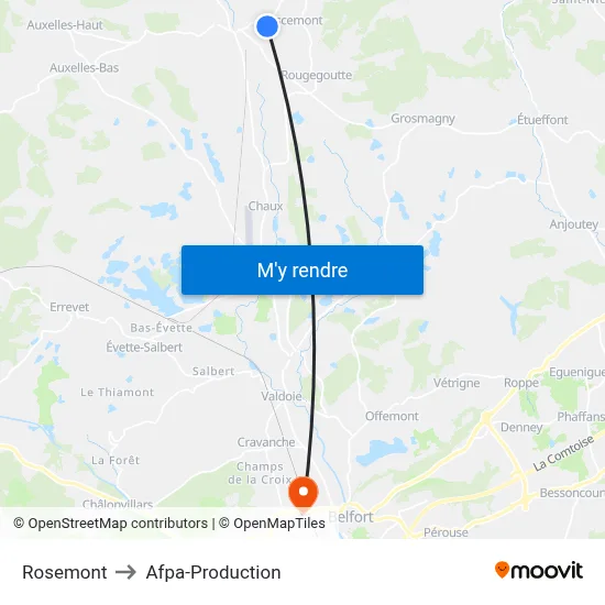 Rosemont to Afpa-Production map