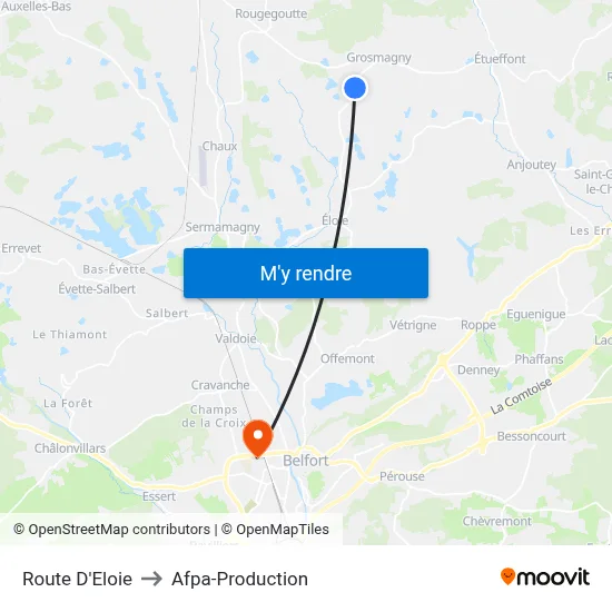 Route D'Eloie to Afpa-Production map