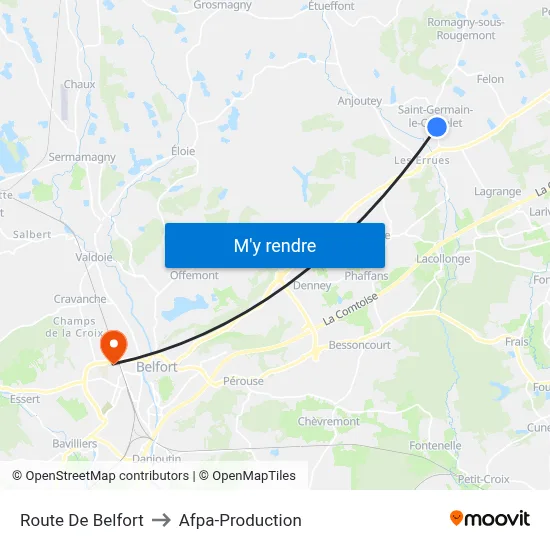 Route De Belfort to Afpa-Production map