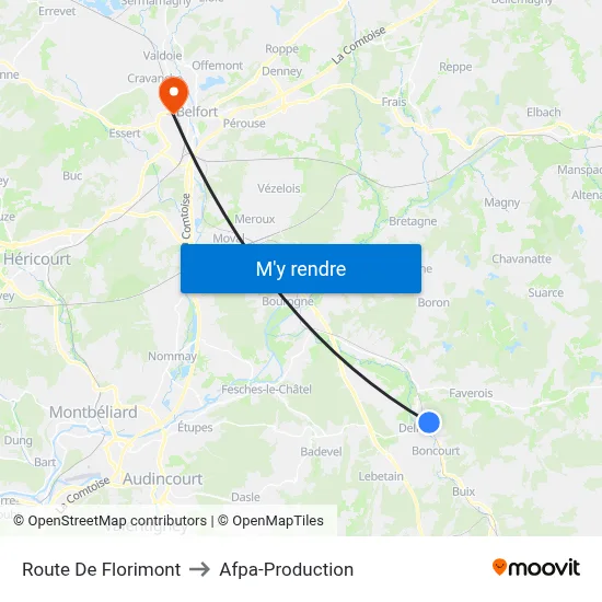 Route De Florimont to Afpa-Production map