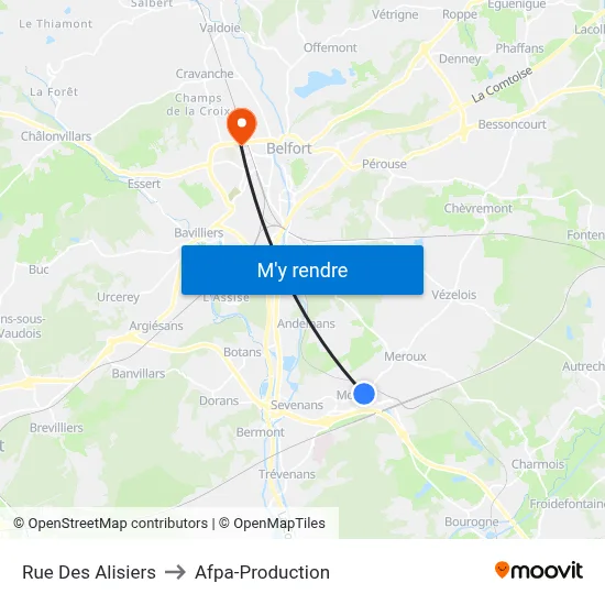 Rue Des Alisiers to Afpa-Production map