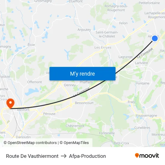 Route De Vauthiermont to Afpa-Production map