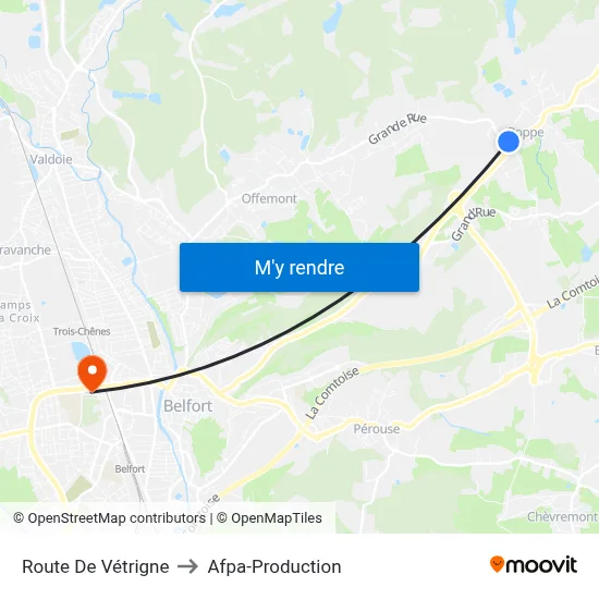 Route De Vétrigne to Afpa-Production map