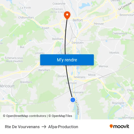 Rte De Vourvenans to Afpa-Production map