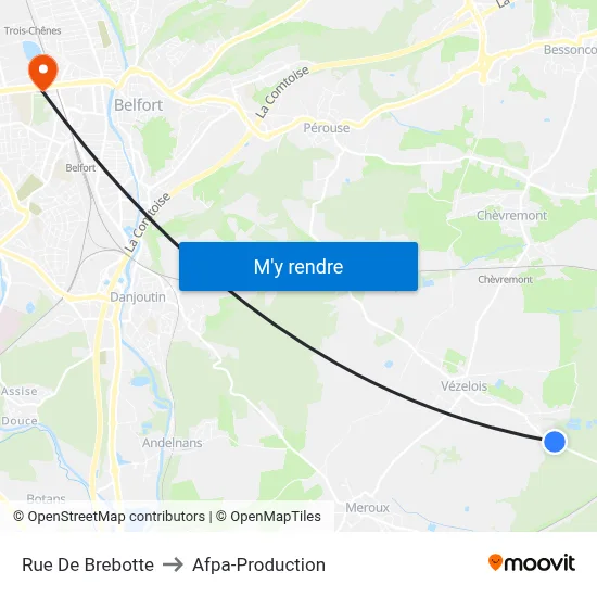 Rue De Brebotte to Afpa-Production map