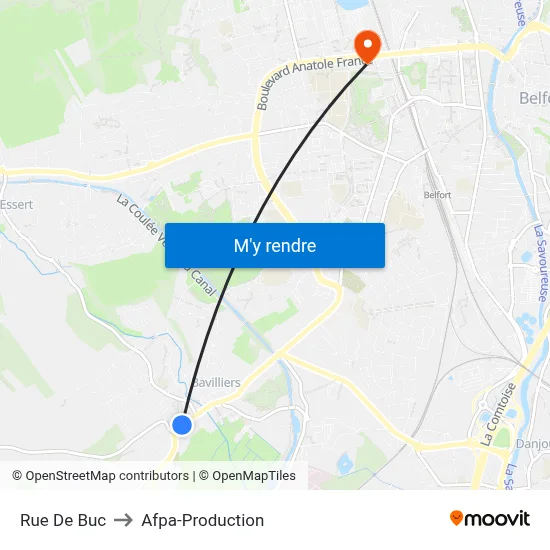 Rue De Buc to Afpa-Production map