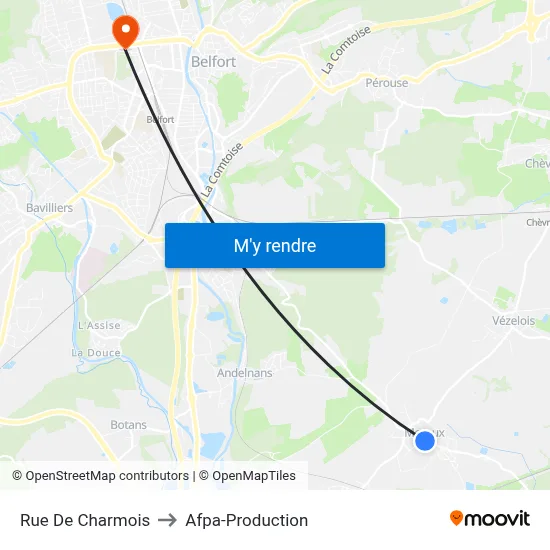Rue De Charmois to Afpa-Production map