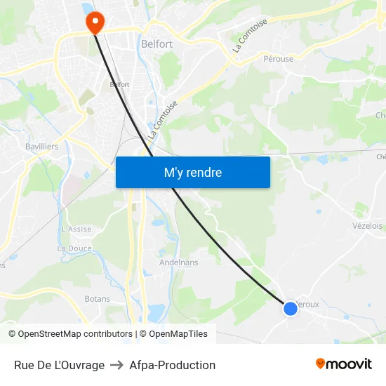 Rue De L'Ouvrage to Afpa-Production map
