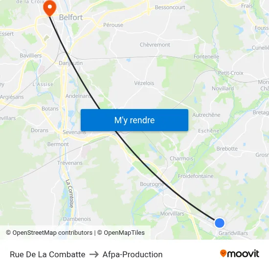 Rue De La Combatte to Afpa-Production map