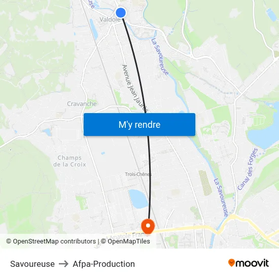 Savoureuse to Afpa-Production map